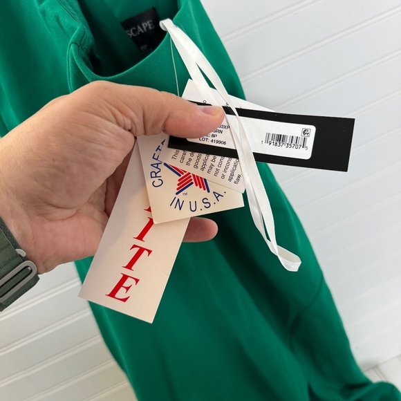 NEW Xscape Womens Petites One Shoulder Long Evening Dress Green 8P - Picture 4 of 10